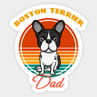 Boston Terrier Dad Dog puppy Lover Cute Sunser Retro Funny Fathers Day Sticker